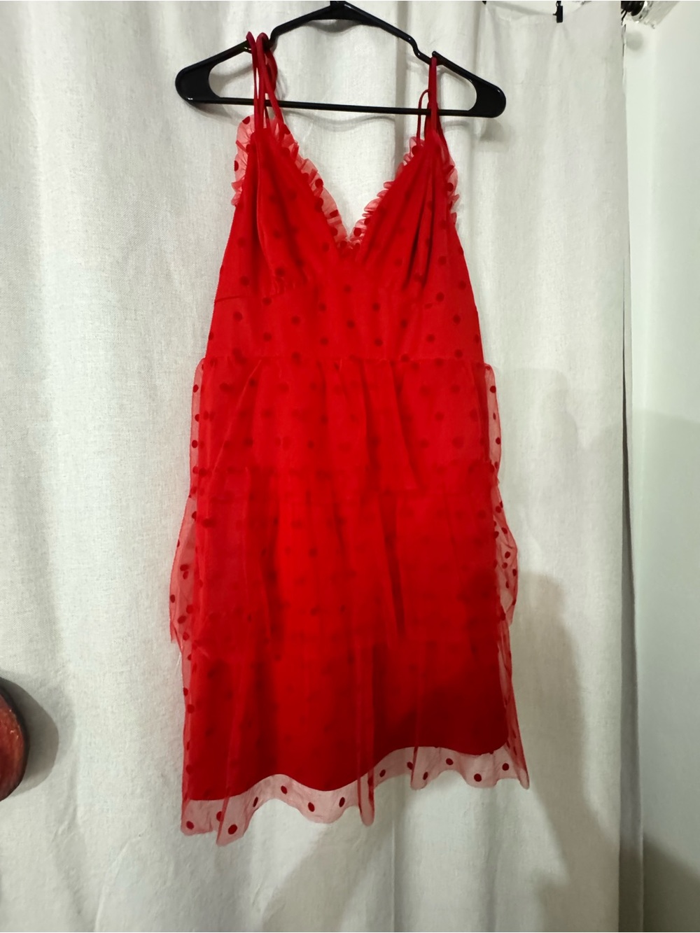 Red Polka Dot Dress. Lined.